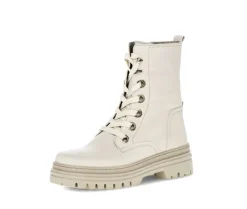 Enkellaarsjes met veter beige