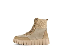 Enkellaarsjes op plateau beige