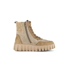 Enkellaarsjes op plateau beige