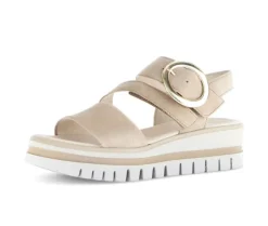 Sandale met plateauzool beige