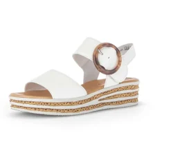 Sandale met plateauzool crème